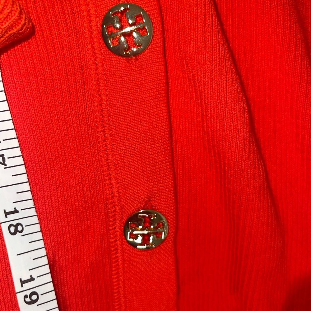 Tory Burch Red Button Down Ribbed Sweater - Picture 11 of 15